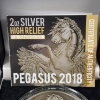 Image 4 : 2 Oz Silver 2018 Pegasus High Relief Antique Finished Coin ~ British Virgin Islands~ In Original Box