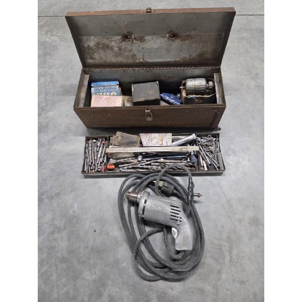 Electric Milwaukee 1/4 250 Hole Shooter, 20'' Toolbox, Huge Assortment Of Bits & More
