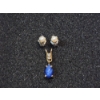 Image 1 : 10K Gold Jewelry: White Gold Pearl Stud Earrings and Blue Saffire Pendant TW: 1.5g