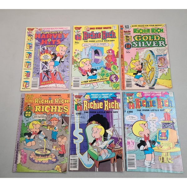 (6) Assorted Issues 1980's Harvey Comics Richie Rich Comic Books