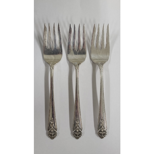(3) Queen's Lace Sterling Silver Salad Forks By International Silver - Weight: 117.3g