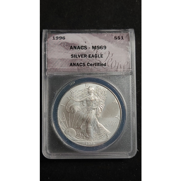 ANACS 1996 MS69 1 oz 999 Fine Silver American Eagle