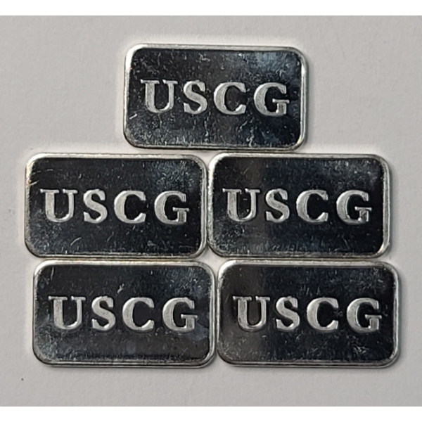 (5) USCG 1-Gram .999 Fine Silver Bars