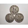 Image 1 : Three Walking Liberty 90% Silver Half Dollars ~ 1943, 1945 & No Date ~ $1.50 Face Value