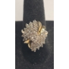 Image 1 : Women's 14K Yellow Gold Diamond Cluster Cocktail Ring - Size 7 - Weight: 7.2g