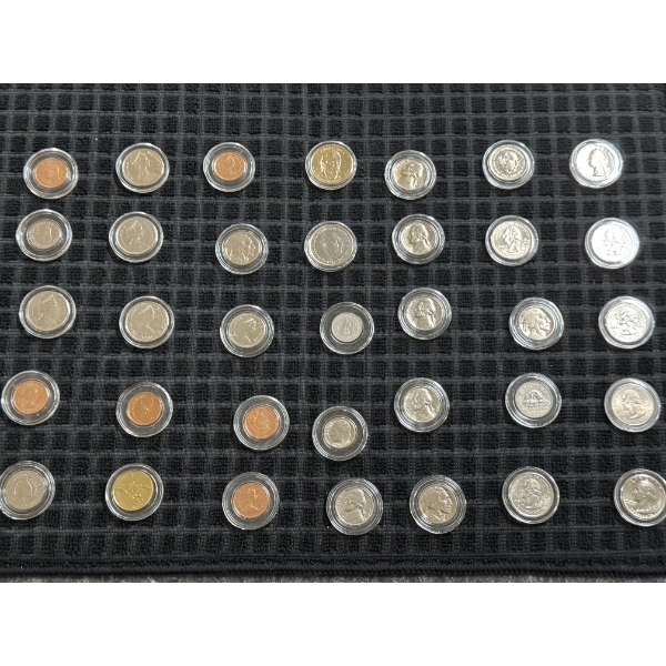 	Unique Coin Collection Of Various Sizes And Face Values, 35 Coins - Mint Condition