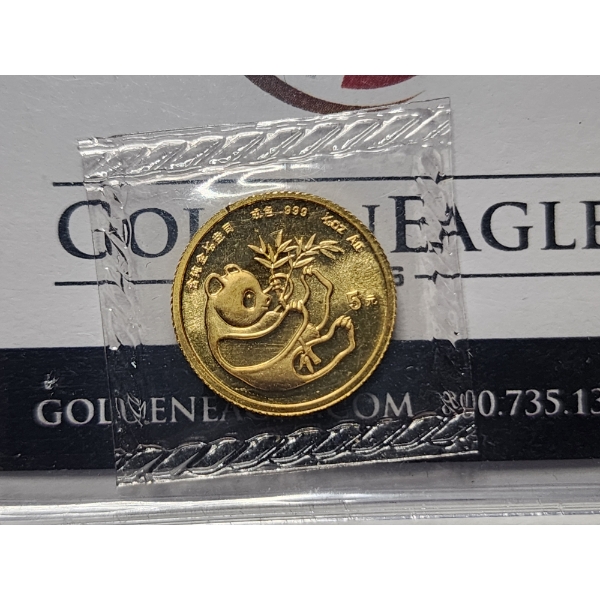 1984 Chinese 1/20 Oz .999 Fine Gold Panda Round 
