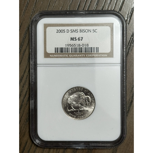 NGC MS67 2005-D SMS Bison Nickel
