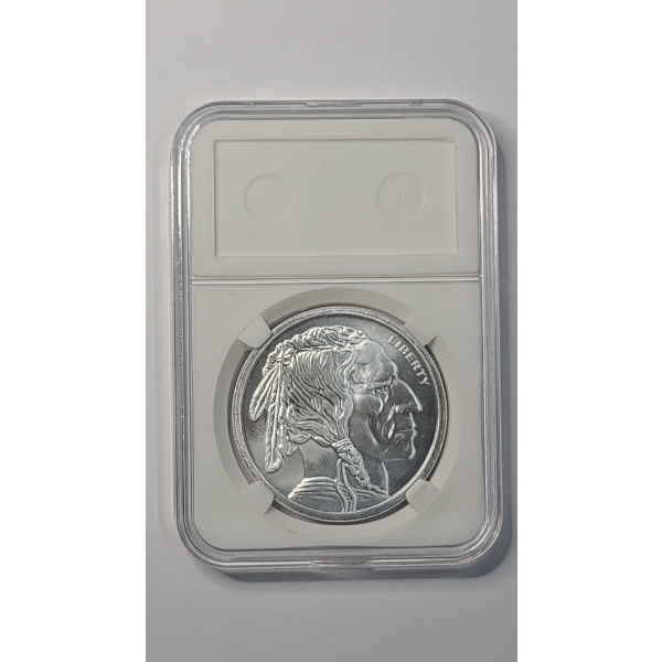 Golden State Mint 1 Troy Ounce .999 Fine Silver Buffalo Round In Slab Holder