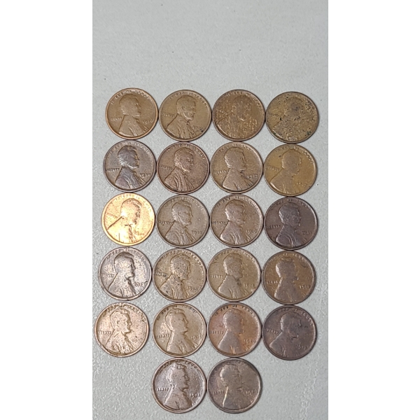 1909 VDB Lincoln Wheat Cent & 1909 Through 1919 Lincoln Wheat Cents - Face Value: $0.22