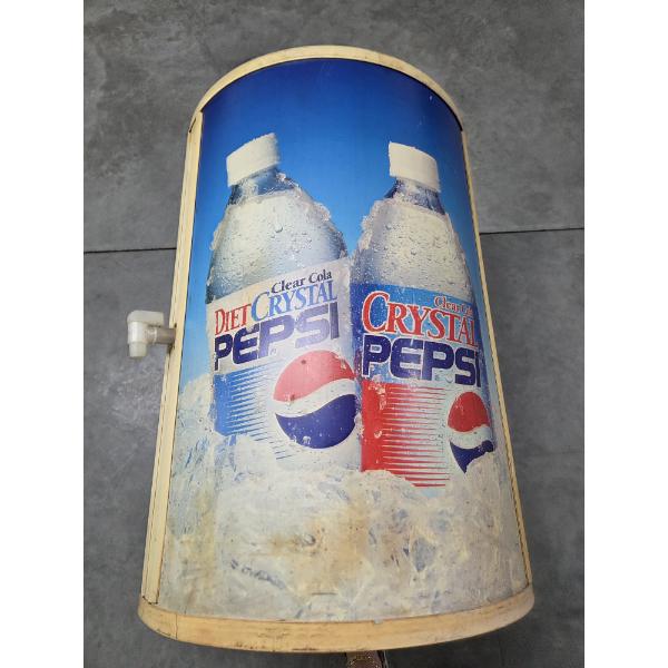 Vintage Crystal Pepsi Insulated Round Beverage Barrel Cooler 23''x32'' 