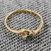 Image 5 : 10K Yellow Gold Ring Ft Two Small Diamonds & Nice Green Center Stone ~ Size 4 ~ Weighs 0.8 Grams
