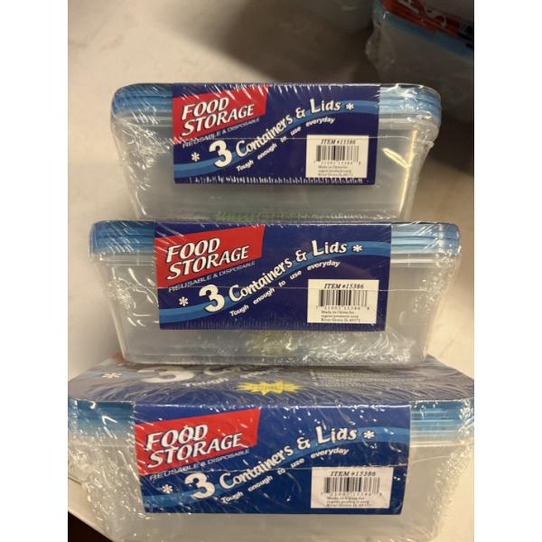 3 Food Storage Packs of 3 Containers & 3 Lids - Brand New 
