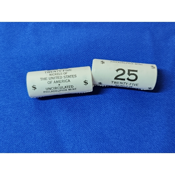 Two Rolls of 25 Uncirculated United States Nickels - Philadelphia Mint - 50 Nickels Total