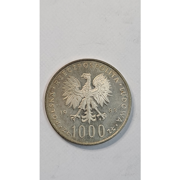 1983 Poland 1000 Zlotych 0.6250 Silver Coin - ASW: 0.2914oz