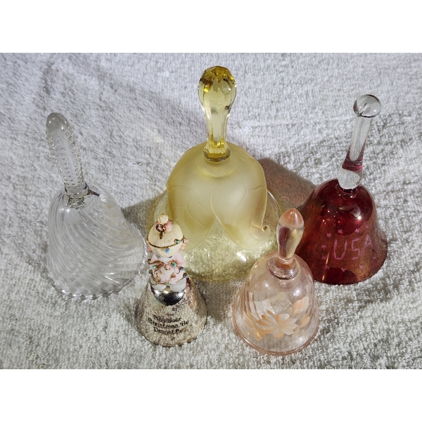 Five Assorted Collectible Bells Ft. Precious Moments, Hand Painted & Signed & More!