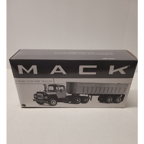 First Gear Mack R-Model With Dump Trailer - Die-Cast Metal Replica