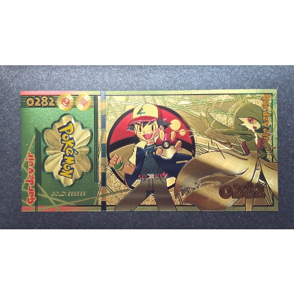 .999 GOLD FOIL JAPANESE ANIME' "GARDEVOIR" POKEMON NOTE - IN PROTECTIVE SLEEVE