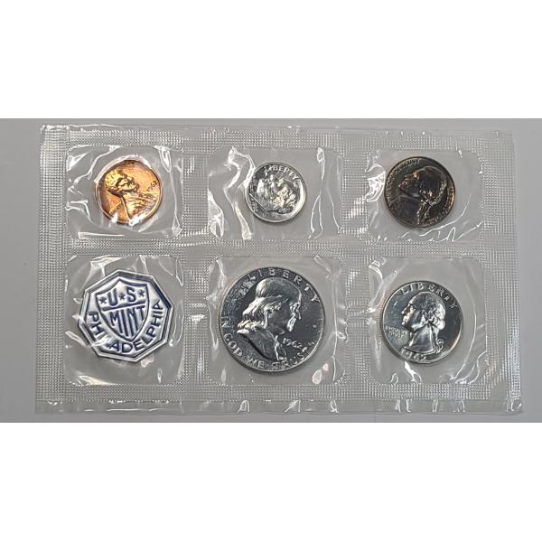 1962 United States Mint Proof Set Featuring 90% Silver Franklin Half Dollar