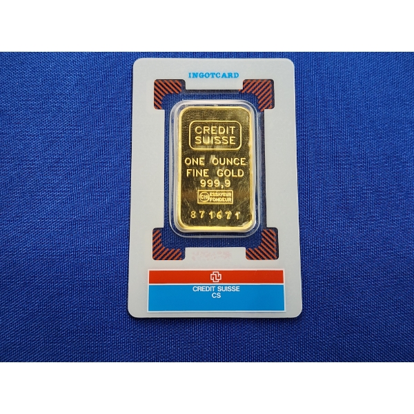 Credit Suisse 1 oz 999.9 Fine Gold Bar - Certified in Sealed Package 