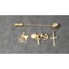 Image 1 : 14K Gold Bracelet Charms, Pendant & Vintage Stick Pin - Total Weight: 3.4g