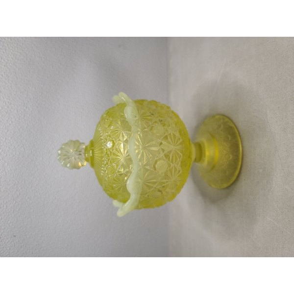 Uranium Glass Candy Dish Standing About 6 Inches Tall - Incredible Condition & Magnificent Glow!