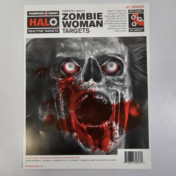5 Thompson Target HALO Zombie Woman Reactive Targets (8.5x11")