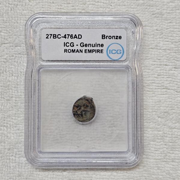 Ancient Roman Empire Bronze Coin Certified as Genuine by ICG, Dating from 27 BC to 476 AD