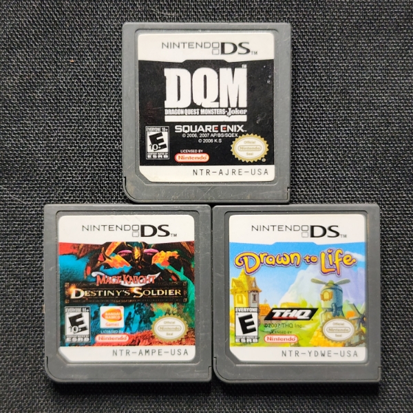 Three Nintendo DS Video Games ~ Dragon Quest Monsters, Mace Knight & Drawn To Life