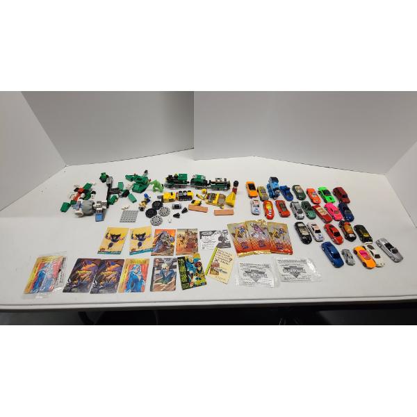 Lot Of Assorted Legos, Marvel Trading Cards, Die-Cast Cars & More