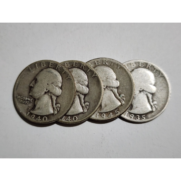 $1.00 Face Value in Assorted United States 90% Silver Washington Head Quarters 
