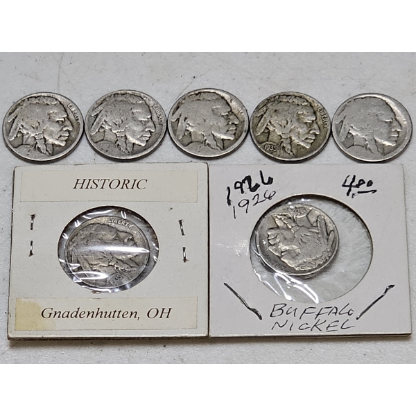 Six Buffalo Nickels - Assorted Dates and Conditions