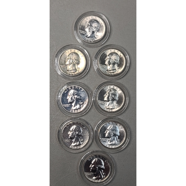 Assorted Years/Mint Marks 90% Silver Washington Quarters - Face Value: $2.00
