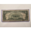Image 2 : 1934-C United States Lincoln $5.00 Blue Seal Silver Certificate Bill - Great Note In Holder