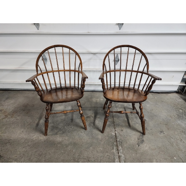 2 Vintage Sack Back Windsor Wooden Chairs