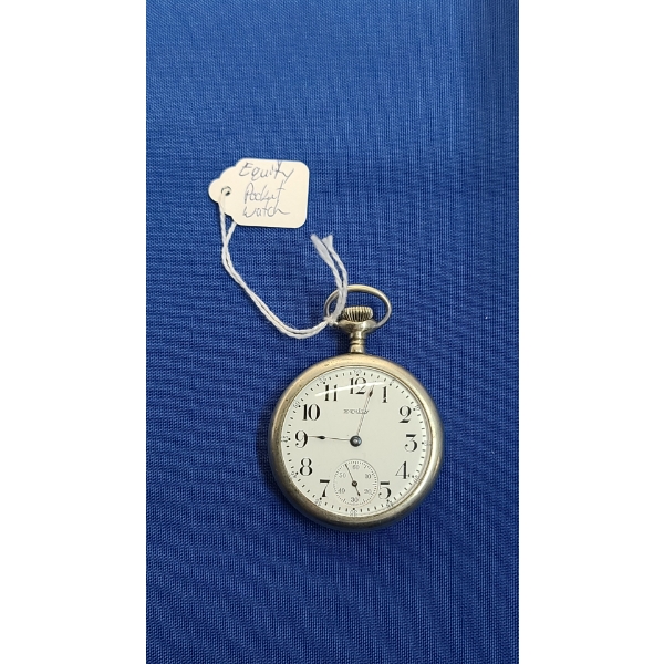 Equity 7 Jewels Silverode Open Face Pocket Watch - Doesn't Tick