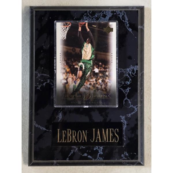 LeBron James Upper Deck St. Vincent Center of Attention Card Mounted on a Plaque