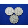Image 1 : x3 United States 90% Silver Franklin Half Dollars: 1952, 1957, 1957
