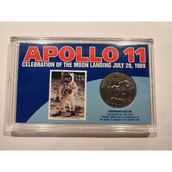 Rare Apollo 11 Celebration Of The Moon Landing - Eisenhower Dollar In Protective Holder - Mint 