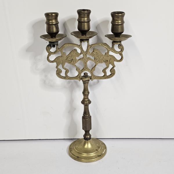 Vintage Solid Brass 3-Light Candelabra (11.5")