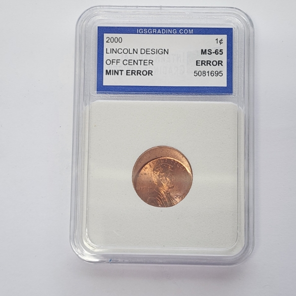 MINT ERROR Off-Center 2000 Lincoln Design Graded by IGS MS65