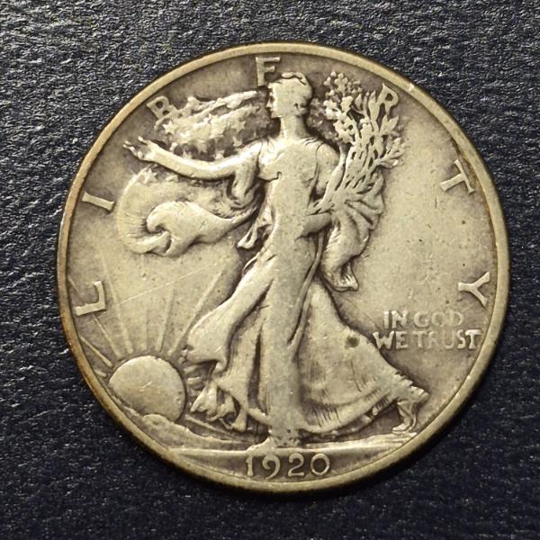 1920 S  Walking Liberty US 90% Silver Half Dollar - See Pics