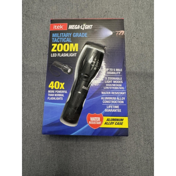 ITEK Mega-Light Military Grade Tactical Flashlight - Brand New In The Package