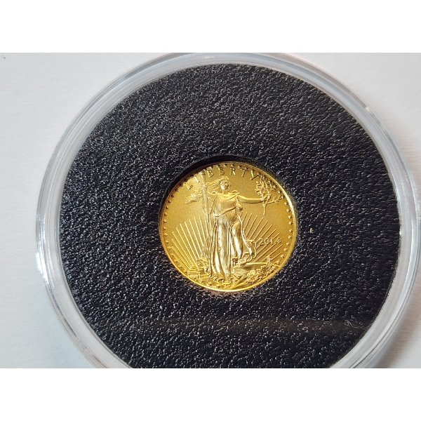 2014 1/10 oz Fine Gold $5 American Eagle Coin in Capsule w/ Certificate of Authenticity