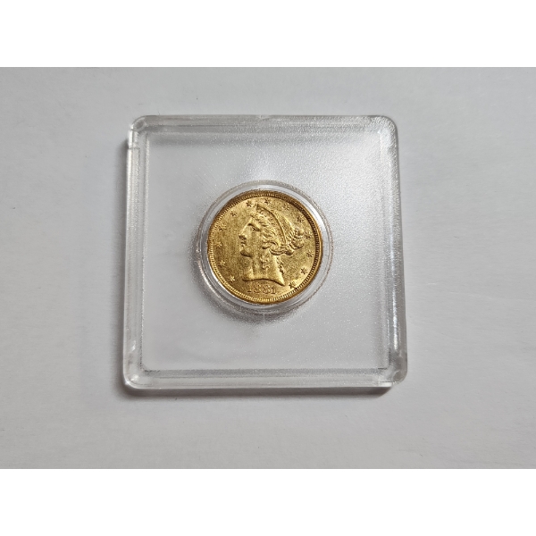 1881 $5 Liberty Head Gold Half Eagle - U.S. 90% Gold Coin 
