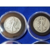 Image 2 : x4 Assorted Years 90% Silver Walking Liberty Half Dollars in Capsules FV: $2.00