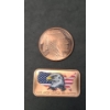 Image 1 : 1 AVDP 0z .999 Fine Copper Round & 1 AVDP 0z .999 Fine Colorized Copper Bar
