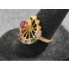 Image 3 : Beautiful 14K Gold Ring With Lovely Multi-Colored Stones - Weighs 5.2 Grams - Size 7.5