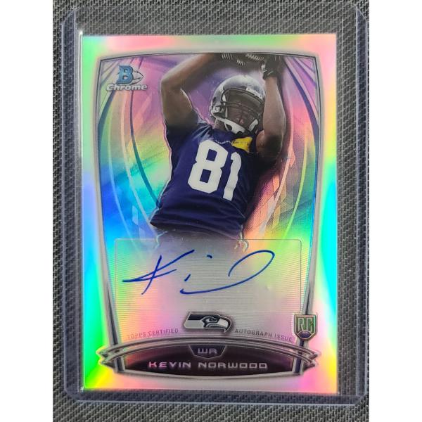2014 Topps RCRA-KN Kevin Norwood Rookie Chrome Refractor Autographed Trading Card Bowman Chrome