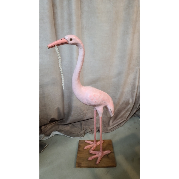 41" Handmade Decorative Pink Flamingo Paper Mache Sculpture